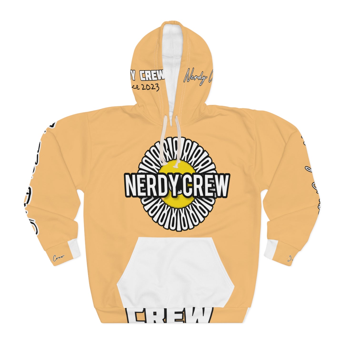 1a73.5 Salmon Nerdy Unisex Pullover Hoodie (AOP)