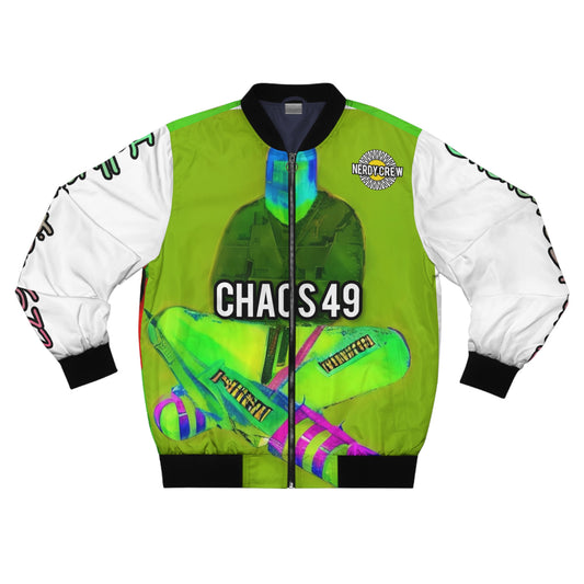 Chaos 45/49 Lime Green Men's Bomber Jacket (AOP)