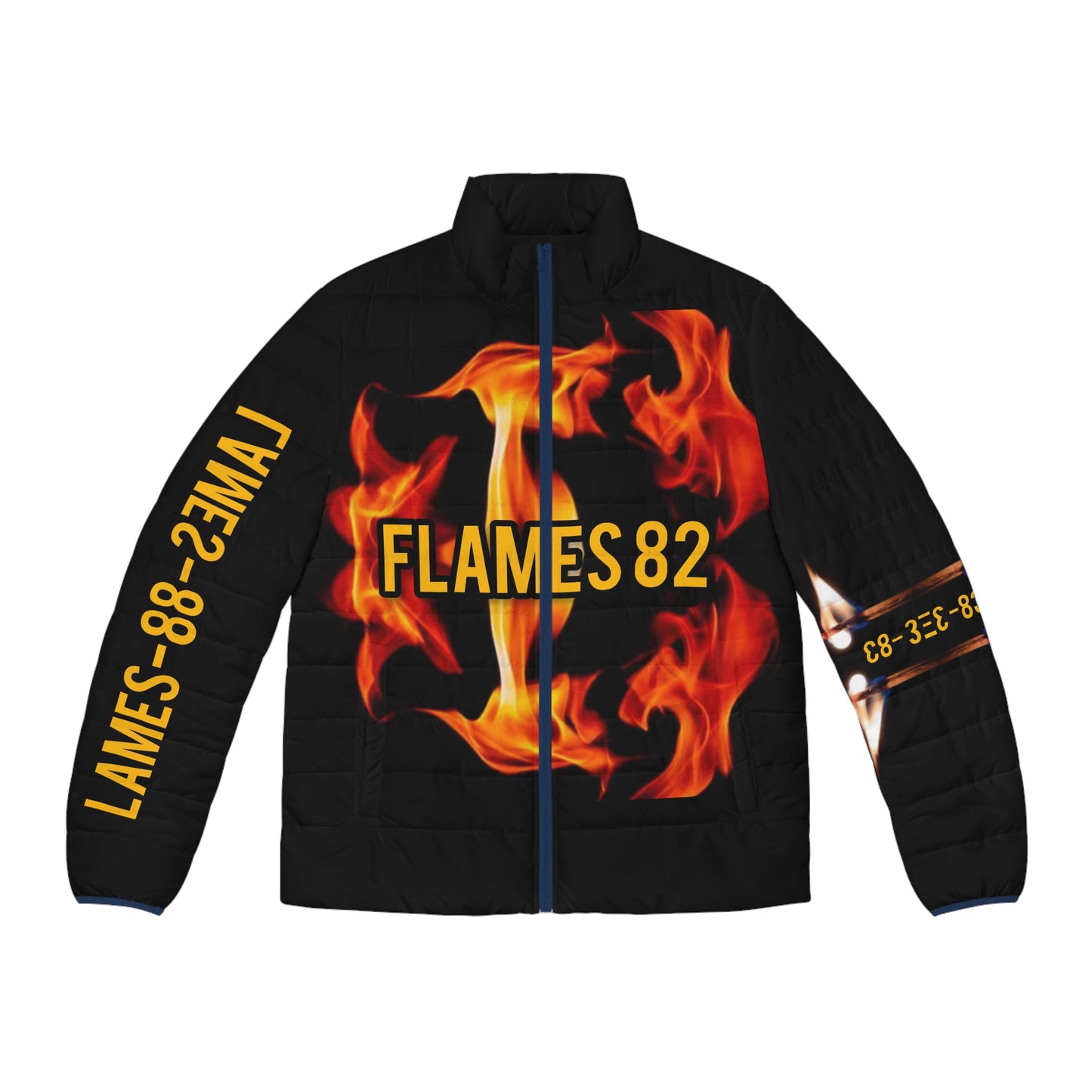 Flames 82 Men's Puffer Jacket (AOP)