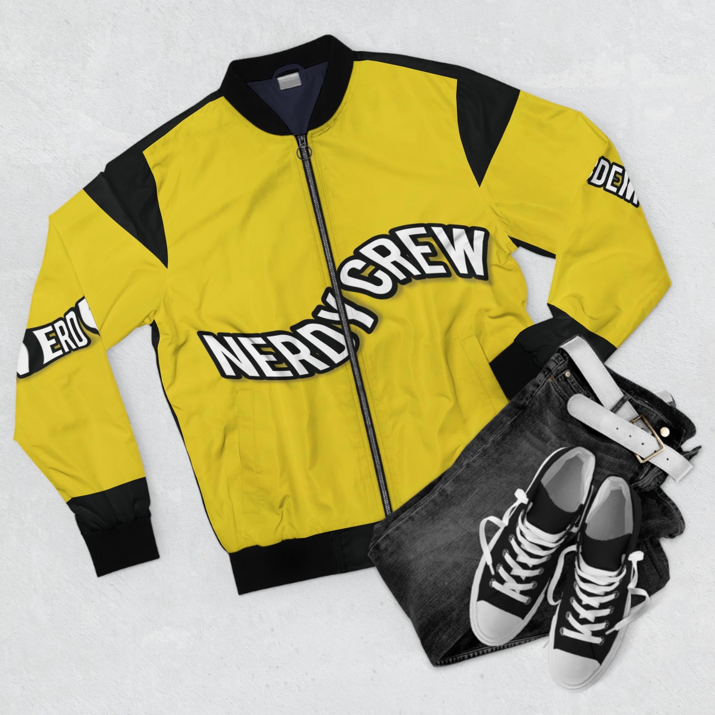 Nerdy Crew 76s Men's Bomber Jacket (AOP)