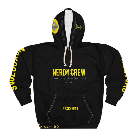 1a73 Black & Yellow Nerdy Hoodie Unisex Pullover Hoodie (AOP)